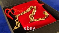 7.4 Solid 9ct Gold CELTIC CHAIN BRACELET 6grHallmarked 6mm link Boxed 64h