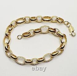 7.5'' 19cm Belcher Chain Oval Links Bracelet 9ct Yellow Gold 4.5g