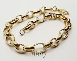 7.5'' 19cm Belcher Chain Oval Links Bracelet 9ct Yellow Gold 4.5g