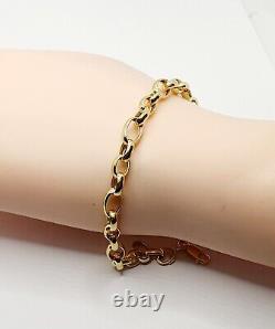 7.5'' 19cm Belcher Chain Oval Links Bracelet 9ct Yellow Gold 4.5g