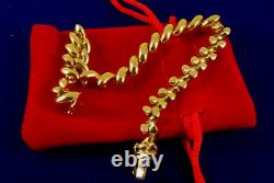 7.5 9ct Gold Smooth FANCY WAVE BRACELET 13gr Hm Italy 6mm 12j