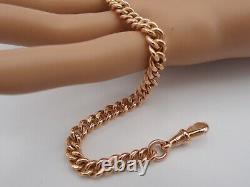 7.75in ANTIQUE VICTORIAN 9ct ROSE GOLD ALBERT CURB CHAIN BRACELET DOG CLIP 18g