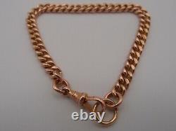 7.75in ANTIQUE VICTORIAN 9ct ROSE GOLD ALBERT CURB CHAIN BRACELET DOG CLIP 18g