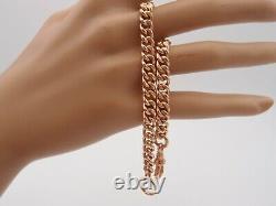 7.75in ANTIQUE VICTORIAN 9ct ROSE GOLD ALBERT CURB CHAIN BRACELET DOG CLIP 18g