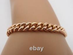 7.75in ANTIQUE VICTORIAN 9ct ROSE GOLD ALBERT CURB CHAIN BRACELET DOG CLIP 18g