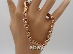 7.75in VICTORIAN 9ct GOLD ROSE GOLD FANCY BELCHER BAR LINKED ALBERT BRACELET 14g