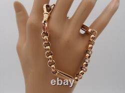 7.75in VICTORIAN 9ct GOLD ROSE GOLD FANCY BELCHER BAR LINKED ALBERT BRACELET 14g