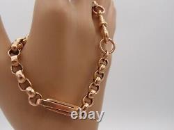 7.75in VICTORIAN 9ct GOLD ROSE GOLD FANCY BELCHER BAR LINKED ALBERT BRACELET 14g