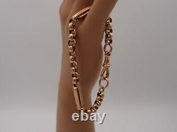 7.75in VICTORIAN 9ct GOLD ROSE GOLD FANCY BELCHER BAR LINKED ALBERT BRACELET 14g