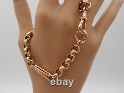 7.75in VICTORIAN 9ct GOLD ROSE GOLD FANCY BELCHER BAR LINKED ALBERT BRACELET 14g