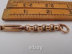 7.75in VICTORIAN 9ct GOLD ROSE GOLD FANCY BELCHER BAR LINKED ALBERT BRACELET 14g