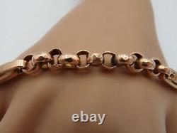 7.75in VICTORIAN 9ct GOLD ROSE GOLD FANCY BELCHER BAR LINKED ALBERT BRACELET 14g