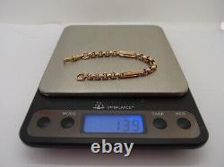 7.75in VICTORIAN 9ct GOLD ROSE GOLD FANCY BELCHER BAR LINKED ALBERT BRACELET 14g