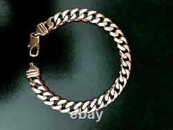 8.25 9CT SOLID HEAVY (not Hollow) GOLD CURB BRACELET FULL UK HALLMARK 31.3 gr