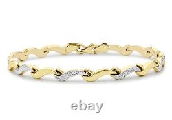 9CT 2-Colour Gold Wave Link Bracelet 7.5