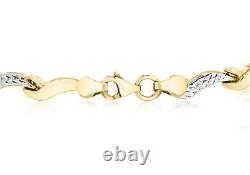 9CT 2-Colour Gold Wave Link Bracelet 7.5