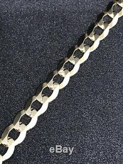 9CT 375 Yellow Gold 6MM MENS FLAT Open Curb LINK CHAIN BRACELET 8.5 GIFT