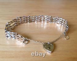 9CT GOLD BAR GATE BRACELET WITH HEART LOCK 7.5g