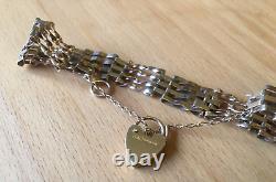 9CT GOLD BAR GATE BRACELET WITH HEART LOCK 7.5g