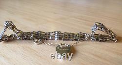 9CT GOLD BAR GATE BRACELET WITH HEART LOCK 7.5g