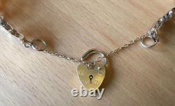 9CT GOLD BAR GATE BRACELET WITH HEART LOCK 7.5g