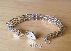 9CT GOLD BAR GATE BRACELET WITH HEART LOCK 7.5g