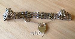 9CT GOLD BAR GATE BRACELET WITH HEART LOCK 7.5g