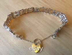 9CT GOLD BAR GATE BRACELET WITH HEART LOCK 7.5g