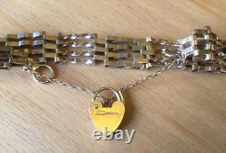 9CT GOLD BAR GATE BRACELET WITH HEART LOCK 7.5g