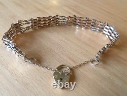 9CT GOLD BAR GATE BRACELET WITH HEART LOCK 7.5g