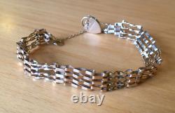 9CT GOLD BAR GATE BRACELET WITH HEART LOCK 7.5g