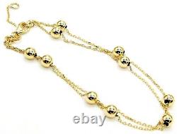 9CT GOLD BRACELET 7.5 inch BEAD BALL DOUBLE CHAIN HALLMARKED 9 CARAT YELLOW GOLD