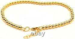 9CT GOLD BRACELET 7 inch BEAD BALL AND CHAIN BRACELET 9 CARAT GOLD HALLMARKED