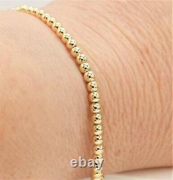 9CT GOLD BRACELET 7 inch BEAD BALL AND CHAIN BRACELET 9 CARAT GOLD HALLMARKED