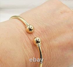 9CT GOLD Bangle Bracelet Hinged Ball Torc 9 CARAT YELLOW GOLD NEW UK Hallmarked