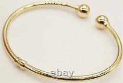 9CT GOLD Bangle Bracelet Hinged Ball Torc 9 CARAT YELLOW GOLD NEW UK Hallmarked