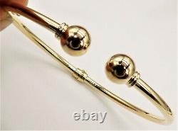 9CT GOLD Bangle Bracelet Hinged Ball Torc 9 CARAT YELLOW GOLD NEW UK Hallmarked