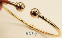 9CT GOLD Bangle Bracelet Hinged Ball Torc 9 CARAT YELLOW GOLD NEW UK Hallmarked