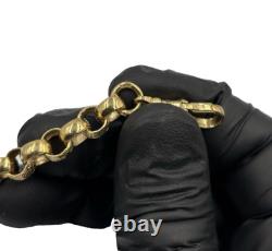 9CT GOLD ON 925 Silver Ladies Belcher Bracelet Heart 7 INCH