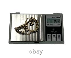 9CT GOLD ON 925 Silver Ladies heart Belcher Bracelet Heart 8 INCH