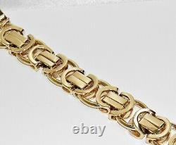 9CT GOLD ON SILVER MENS BYZANTINE BRACELET 9.5 INCH HUGE 14mm Links 73.8 GRAMS