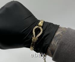 9CT GOLD ON SILVER MEN'S / LADIES HEAVY HOOK BANGLE (UK made)