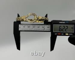9CT GOLD ON SILVER MEN'S / LADIES HEAVY HOOK BANGLE (UK made)