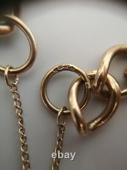 9CT Gold Charm Bracelet 21.1 Grams Hallmarked Vintage Dummy Heart Padlock