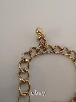 9CT Gold Charm Bracelet 21.1 Grams Hallmarked Vintage Dummy Heart Padlock
