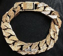 9CT Solid Gold Bracelet Curb Chain Link Heavy 57.00g 2.01oz Yellow Gold Mens