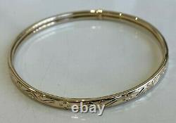 9CT Solid Gold Slave Bangle with Engraved Decorations 5.65g / 65mm