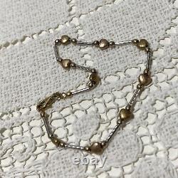 9CT WHITE & YELLOW GOLD Heart Link Bracelet Pretty 6.2g Wedding Love Gift 375 9K