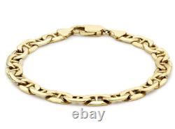 9CT YELLOW GOLD 7.5 inch ANCHOR CURB LADIES BRACELET 4.5MM UK HALLMARKED