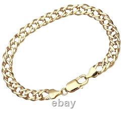 9CT YELLOW GOLD 7.5 inch CHUNKY DOUBLE CURB BRACELET 7MM UK HALLMARKED